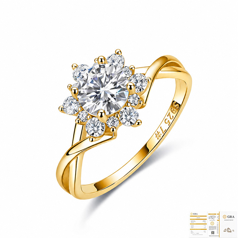 Unisex Moissanite Engagement Ring, S925 Silver Solitaire